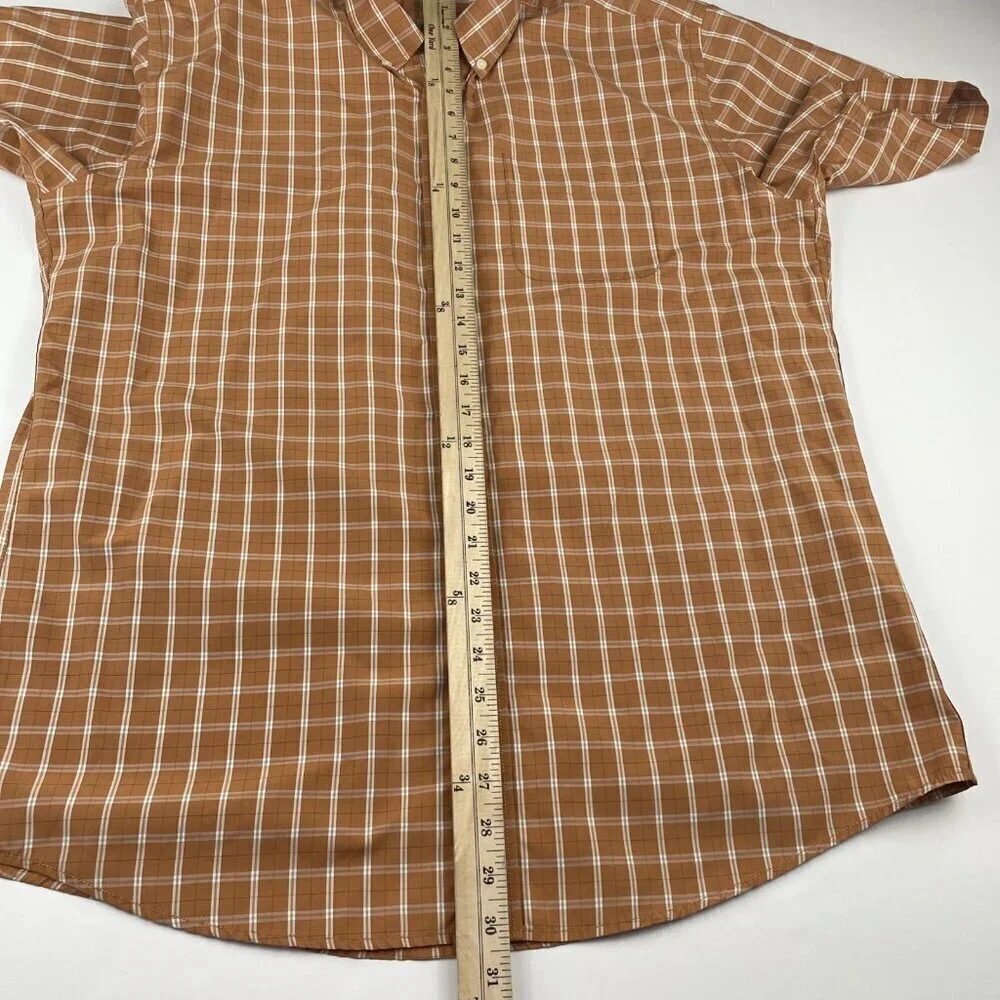 Eddie Bauer Button Up Shirt Men’s L Short Sleeve Check Cotton Blend Lightweight